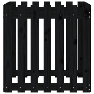 vidaXL Ζαρντινιέρα με Σχέδιο Φράχτη Μαύρη 70 x 70 x 70 εκ. Μασίφ Πεύκο