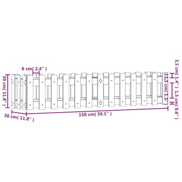 vidaXL Ζαρντινιέρα με Σχέδιο Φράχτη 150x30x30εκ. Εμποτισμ. Ξύλο Πεύκου