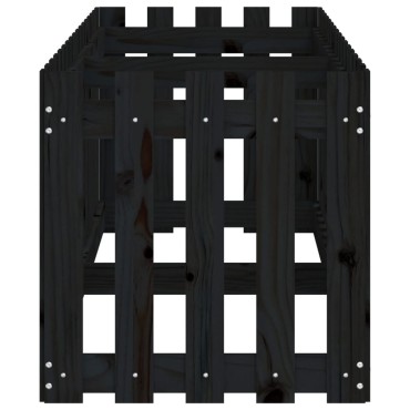 vidaXL Ζαρντινιέρα με Σχέδιο Φράχτη Μαύρη 200x50x50 εκ. Μασίφ Πεύκο