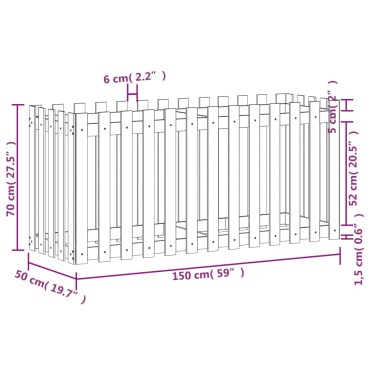 vidaXL Ζαρντινιέρα Υπερυψωμένη Φράχτης 150x50x70 εκ Μασίφ Ψευδοτσούγκα
