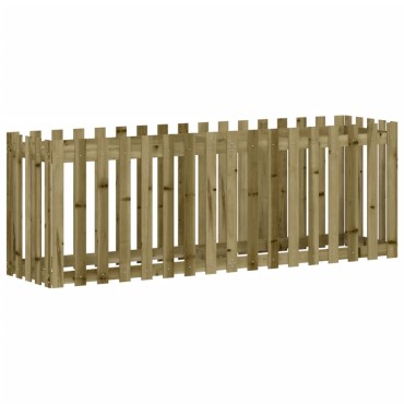 vidaXL Ζαρντινιέρα με Σχέδιο Φράχτη 200x50x70εκ. Εμποτισμ. Ξύλο Πεύκου