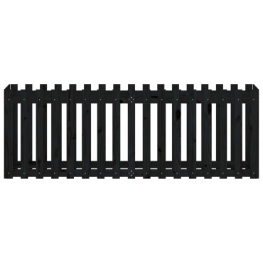 vidaXL Ζαρντινιέρα με Σχέδιο Φράχτη Μαύρη 200x50x70 εκ. Μασίφ Πεύκο
