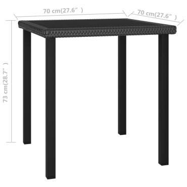 vidaXL Τραπεζαρία Κήπου Μαύρη 70x70x73cm από Συνθετικό Ρατάν 1 τεμ.
