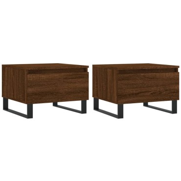 vidaXL Τραπεζάκια Σαλονιού 2 τεμ. Καφέ Δρυς 50x46x35cm Επεξ. Ξύλο