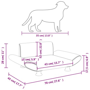 vidaXL Κρεβάτι Σκύλου Κρεμ 70 x 45 x 28 εκ. από Συνθετικό Δέρμα