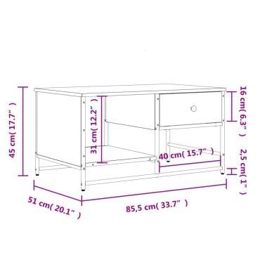 vidaXL Τραπεζάκι Σαλονιού Γκρι Sonoma 85,5x51x45cm Επεξεργασμένο Ξύλο 1 τεμ.