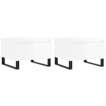 vidaXL Τραπεζάκια Σαλονιού 2 τεμ. Γυαλ. Λευκό 50x46x35cm Επεξ. Ξύλο