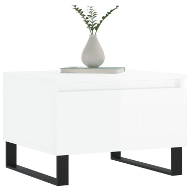 vidaXL Τραπεζάκια Σαλονιού 2 τεμ. Γυαλ. Λευκό 50x46x35cm Επεξ. Ξύλο