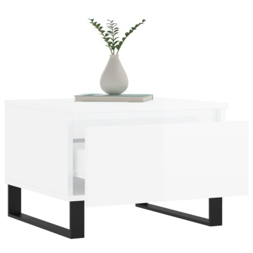 vidaXL Τραπεζάκια Σαλονιού 2 τεμ. Γυαλ. Λευκό 50x46x35cm Επεξ. Ξύλο