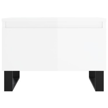 vidaXL Τραπεζάκια Σαλονιού 2 τεμ. Γυαλ. Λευκό 50x46x35cm Επεξ. Ξύλο