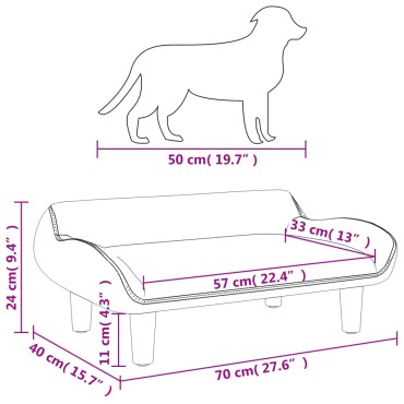 vidaXL Κρεβάτι Σκύλου Taupe 70 x 40 x 24 εκ. Υφασμάτινο