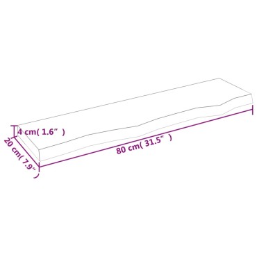 vidaXL Ράφι Τοίχου Ανοιχτό Καφέ 80x20x4cm Επεξεργ. Μασίφ Ξύλο Δρυός 1 τεμ.