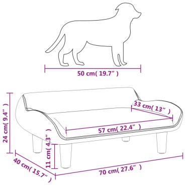 vidaXL Κρεβάτι Σκύλου Κρεμ 70 x 40 x 24 εκ. Υφασμάτινο