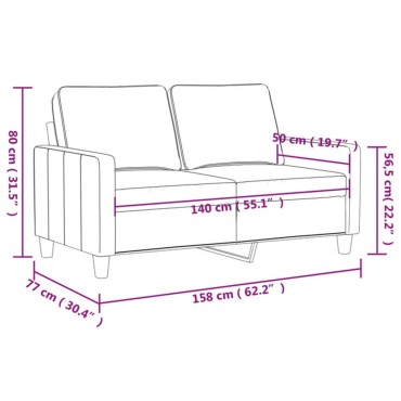 vidaXL Καναπές Διθέσιος Καφέ Υφασμάτινος 158x77x80cm 1 τεμ.