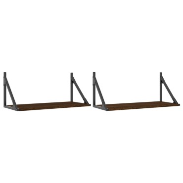 vidaXL Ραφιέρες Τοίχου 2 τεμ. Καφέ Δρυς 60x25x25,5cm από Επεξ. Ξύλο