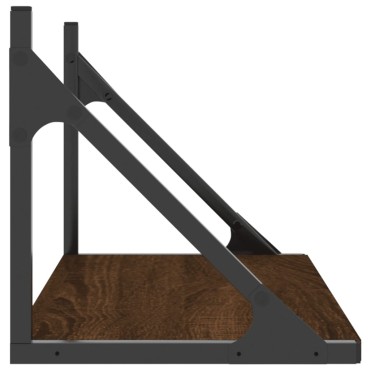 vidaXL Ραφιέρες Τοίχου 2 τεμ. Καφέ Δρυς 60x25x25,5cm από Επεξ. Ξύλο