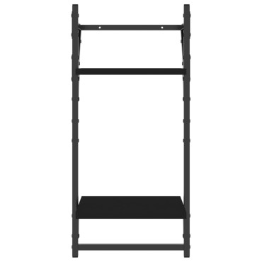 vidaXL Ράφια Τοίχου με Μπάρα 2 τεμ. Μαύρα 30x25x65cm