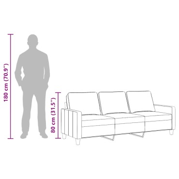 vidaXL Καναπές Τριθέσιος Καφέ Υφασμάτινος 198x77x80cm 1 τεμ.