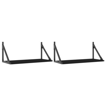 vidaXL Ράφια Τοίχου 2 τεμ. Μαύρα 60x25x25,5cm Επεξεργασμένο Ξύλο