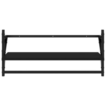 vidaXL Ράφια Τοίχου με Μπάρα 2 τεμ. Μαύρα 65x25x30cm