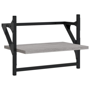 vidaXL Ράφια Τοίχου με Μπάρα 2 τεμ. Γκρι Sonoma 40x25x30cm