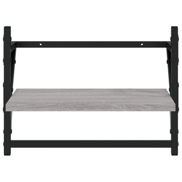 vidaXL Ράφια Τοίχου με Μπάρα 2 τεμ. Γκρι Sonoma 40x25x30cm