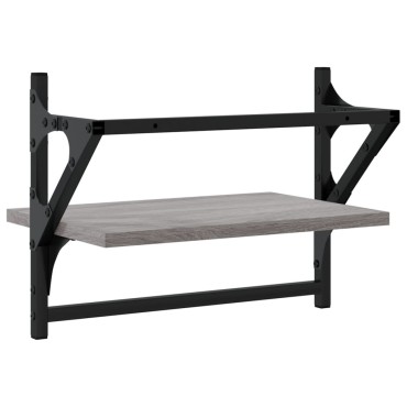 vidaXL Ράφια Τοίχου με Μπάρα 2 τεμ. Γκρι Sonoma 40x25x30cm