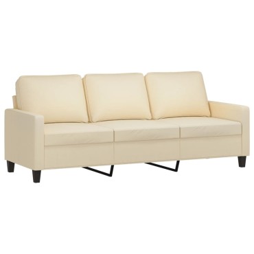 vidaXL Καναπές Τριθέσιος Κρεμ Υφασμάτινος 198x77x80cm 1 τεμ.