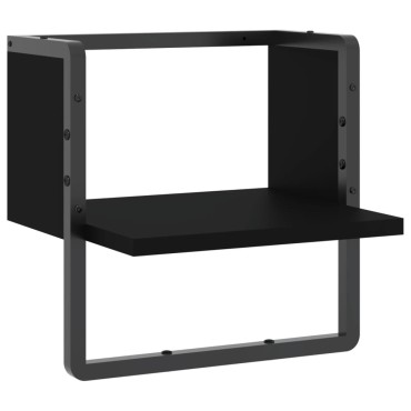 vidaXL Ράφι Τοίχου με Μπάρα Μαύρο 30x25x30cm 1 τεμ.