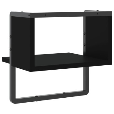 vidaXL Ράφι Τοίχου με Μπάρα Μαύρο 30x25x30cm 1 τεμ.