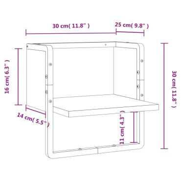 vidaXL Ράφι Τοίχου με Μπάρα Μαύρο 30x25x30cm 1 τεμ.