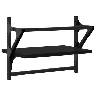 vidaXL Ράφια Τοίχου με Μπάρα 2 τεμ. Μαύρα 40x25x30cm