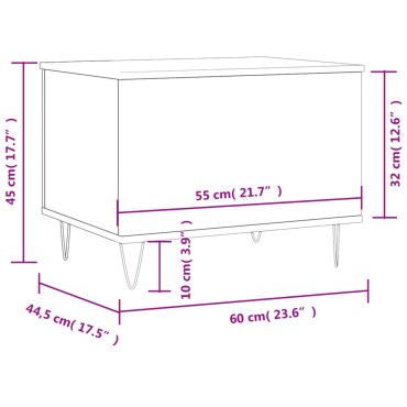 vidaXL Τραπεζάκι Σαλονιού Γκρι Σκυρ. 60x44,5x45cm Επεξεργ. Ξύλο 1 τεμ.