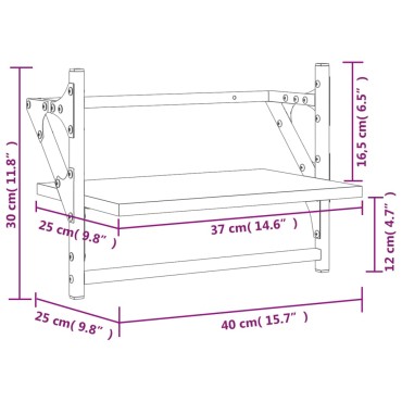 vidaXL Ράφια Τοίχου με Μπάρα 2 τεμ. Καπνιστή Δρυς 40x25x30cm