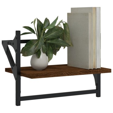 vidaXL Ράφια Τοίχου με Μπάρα 2 τεμ. Καφέ Δρυς 40x25x30cm