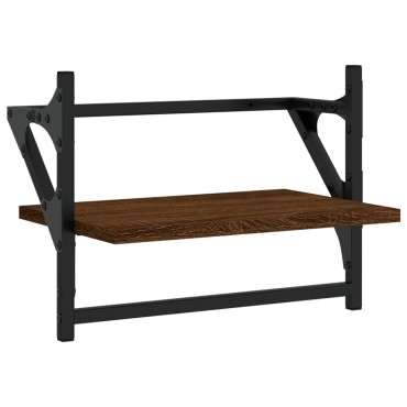 vidaXL Ράφια Τοίχου με Μπάρα 2 τεμ. Καφέ Δρυς 40x25x30cm