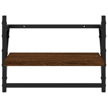 vidaXL Ράφια Τοίχου με Μπάρα 2 τεμ. Καφέ Δρυς 40x25x30cm