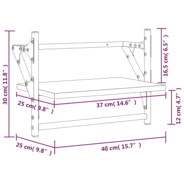 vidaXL Ράφια Τοίχου με Μπάρα 2 τεμ. Καφέ Δρυς 40x25x30cm