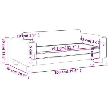 vidaXL Καναπές Παιδικός με Υποπόδιο Κρεμ 100x50x30cm Συνθ. Δέρμα 1 τεμ.