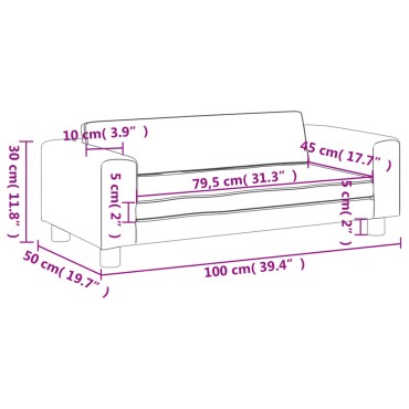 vidaXL Καναπές Παιδικός με Υποπόδιο Κρεμ 100x50x30cm Συνθ. Δέρμα