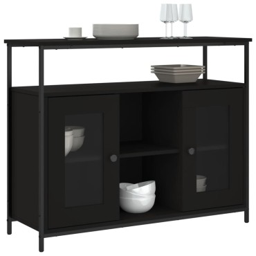 vidaXL Μπουφές Μαύρος 100x35x80cm από Επεξεργασμένο Ξύλο 1 τεμ.