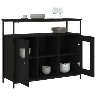 vidaXL Μπουφές Μαύρος 100x35x80cm από Επεξεργασμένο Ξύλο 1 τεμ.