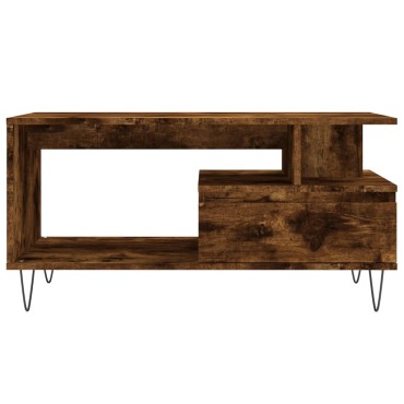 vidaXL Τραπεζάκι Σαλονιού Καπνιστή Δρυς 90x49x45cm Επεξεργασμ. Ξύλο 1 τεμ.