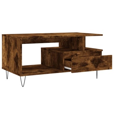 vidaXL Τραπεζάκι Σαλονιού Καπνιστή Δρυς 90x49x45cm Επεξεργασμ. Ξύλο 1 τεμ.