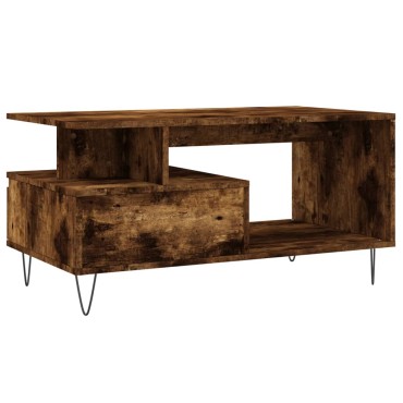 vidaXL Τραπεζάκι Σαλονιού Καπνιστή Δρυς 90x49x45cm Επεξεργασμ. Ξύλο 1 τεμ.