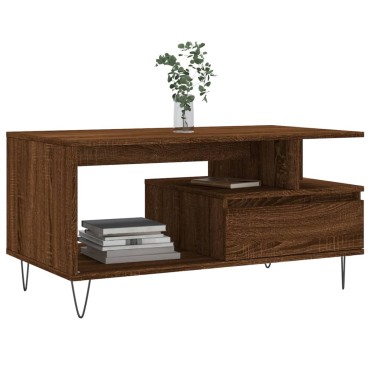 vidaXL Τραπεζάκι Σαλονιού Καφέ Δρυς 90x49x45cm Επεξεργασμ. Ξύλο 1 τεμ.