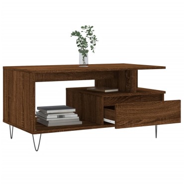 vidaXL Τραπεζάκι Σαλονιού Καφέ Δρυς 90x49x45cm Επεξεργασμ. Ξύλο 1 τεμ.