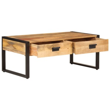 vidaXL Τραπεζάκι Σαλονιού 100x54x40cm από Μασίφ Ξύλο Μάνγκο & Σίδηρο 1 τεμ.