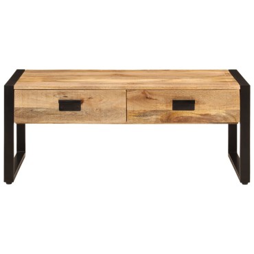 vidaXL Τραπεζάκι Σαλονιού 100x54x40cm από Μασίφ Ξύλο Μάνγκο & Σίδηρο 1 τεμ.