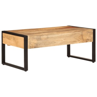 vidaXL Τραπεζάκι Σαλονιού 100x54x40cm από Μασίφ Ξύλο Μάνγκο & Σίδηρο 1 τεμ.